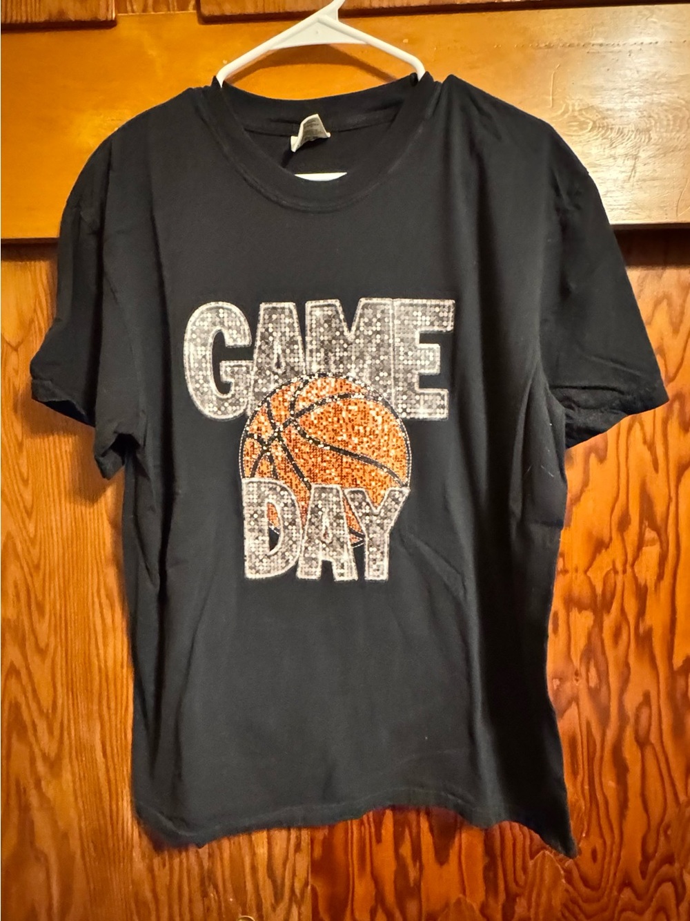 Comfort Colors Black Tee with Orange Basketball Game Day Graphic